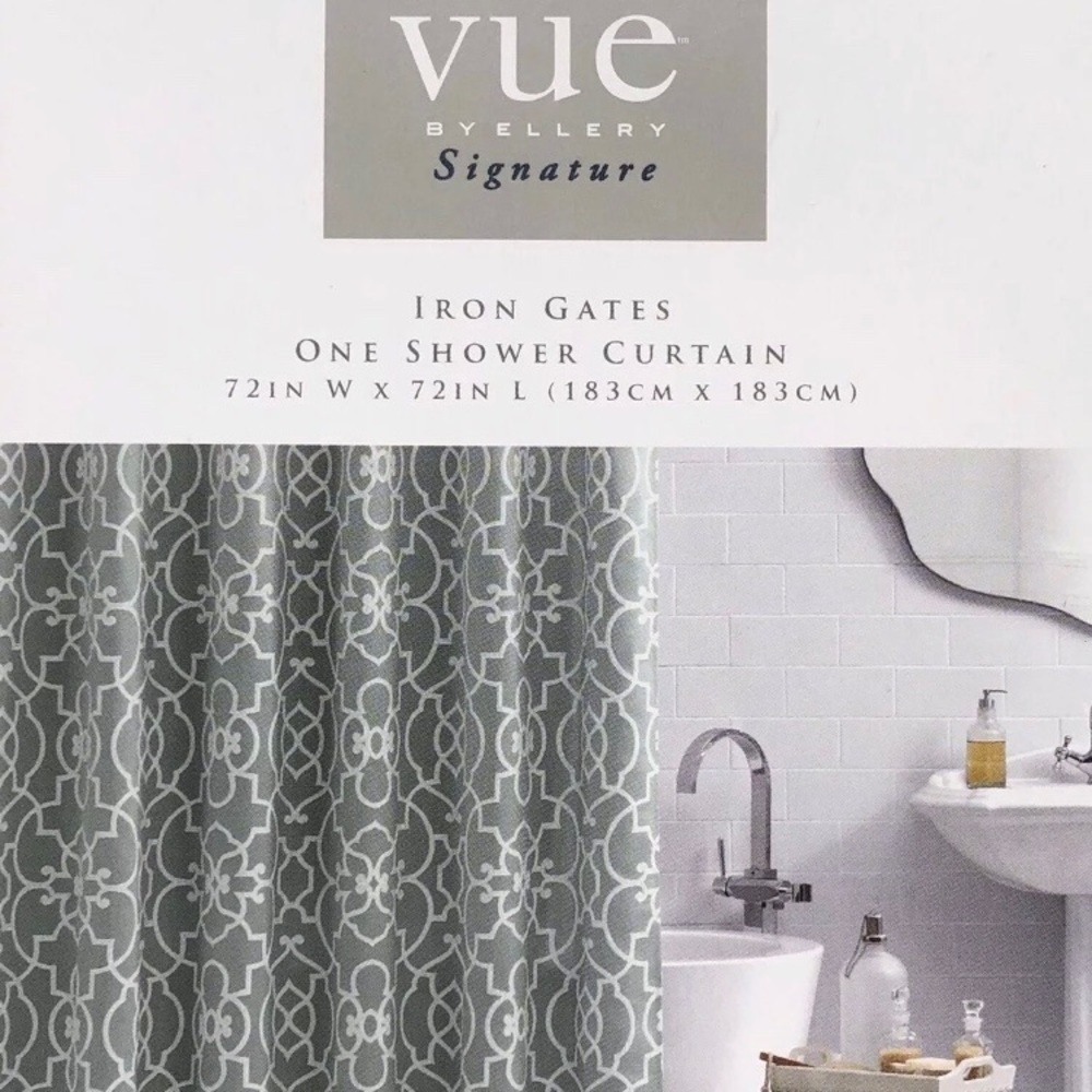 Vue Iron Gates Ellery Elegant Shower Curtain Gray - Picture 5 of 5
